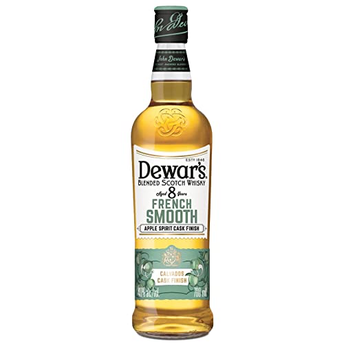 Dewar’s French Smooth 8 Años Blended Scotch Whisky, doblemente envejecido, Whisky terminado en barricas de brandy de manzana francés, notas de manzana, canela y cítricos, 40 % vol., 70 cl / 700 ml