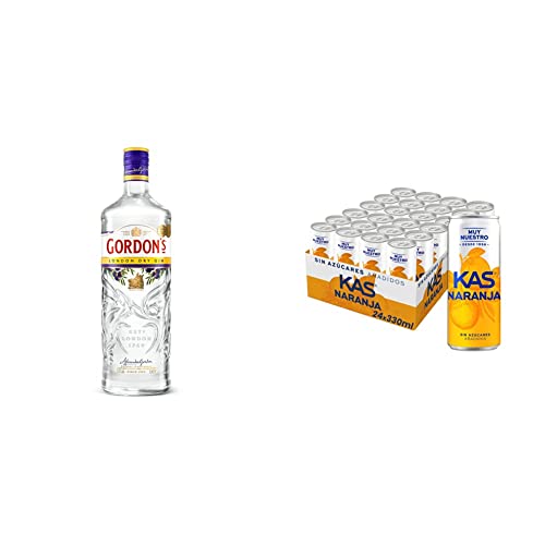 Gordon's London Dry Gin, 1 l & Kas Naranja Zero, Refresco 330 ml - 24 latas
