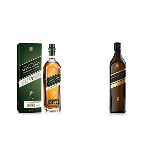 Johnnie Walker Double Black Label Whisky Escocés Blended, 700 ml + Green Label Whisky Escocés Blended, 700 ml