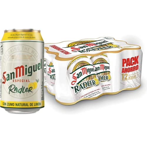 San Miguel Radler Cerveza con Zumo Natural de Limón, Refrescante y Equilibrada, Pack de 24 x 33 cl, 3,2% Volumen de Alcohol