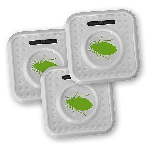 ISOTRONIC Ahuyentador de ácaros e Insectos con ultrasonidos | Elimina ácaros e Insectos del colchón con ultrasonidos | Repelente ultrasónico de ácaros/chinches de Cama/Insectos | Set de 3