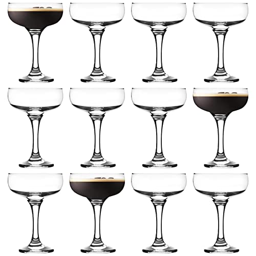 Lav 12x Clear 235ml MISTKET Espresso Martini Glasses - Lavavajillas Classic Party Bar Champagne Espresso Cocktail Gift Set