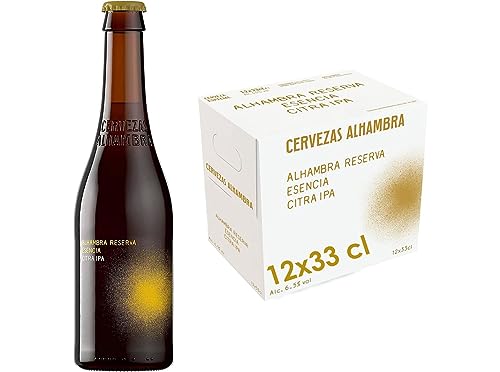 Alhambra Reserva Esencia Citra IPA, Cerveza IPA Con Lúpulo Citra, Sabor Amargo y Aroma Intenso, Pack de 12 Botellines x 33 cl, 6.5 % Volumen de Alcohol