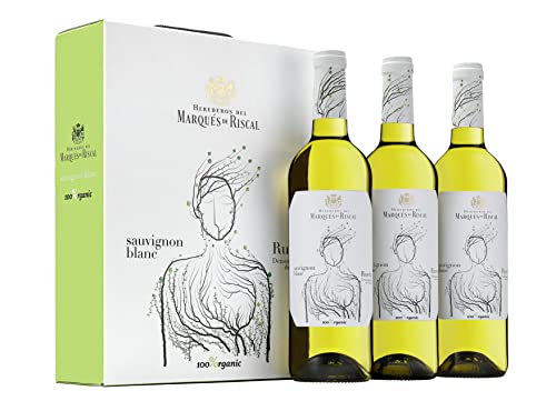 Marques De Riscal Vino blanco Sauvignon Blanc Denominación de Origen Rueda, Variedad Sauvignon, 100% Organic con certificación ecológica - Estuche 3 botellas x 750 ml - Total: 2250 ml