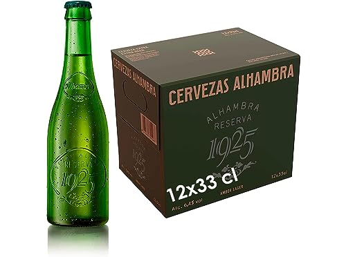 Alhambra Reserva 1925, Edición Especial, Cerveza Dorada Lager, Pack de 12 Botellas x 33 cl, 6,4% Volumen de Alcohol