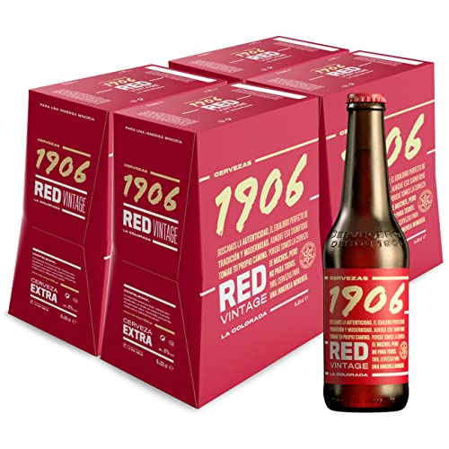1906 Red Vintage - Cerveza Lager Extra, Pack de 24 Botellas x 33 cl, Sabor Amargo y Ligeramente Picante, Galardonada Internacionalmente, 8% Volumen de Alcohol