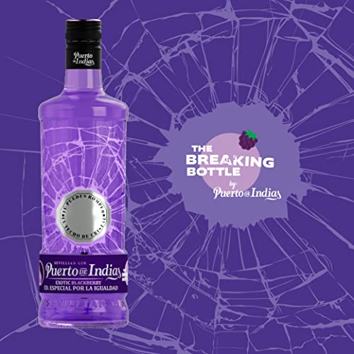 Gin Puerto de Indias - Edición Día de la Mujer 2023 – The Breaking Bottle - Gin de Mora Exótica – Ginebra Premium Exotic Blackberry - 0,70cl - 37.5%
