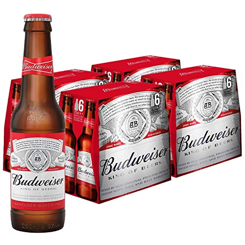 Budweiser Cerveza Estilo American Lager, Sabor Refrescante, Doble Fermentación, Pack 24 botellas x 25 cl, 4.8% Volumen de Alcohol