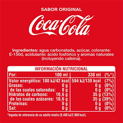 Coca-Cola Sabor Original - Refresco de cola - Pack de 24 latas 330 ml